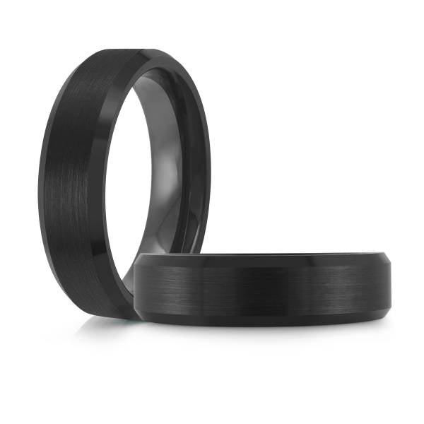 6mm Simple Black Brushed Finish Tungsten Ring