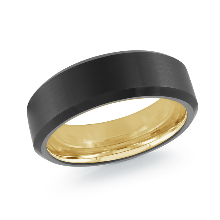 8mm Black & Inner Gold Tungsten Ring