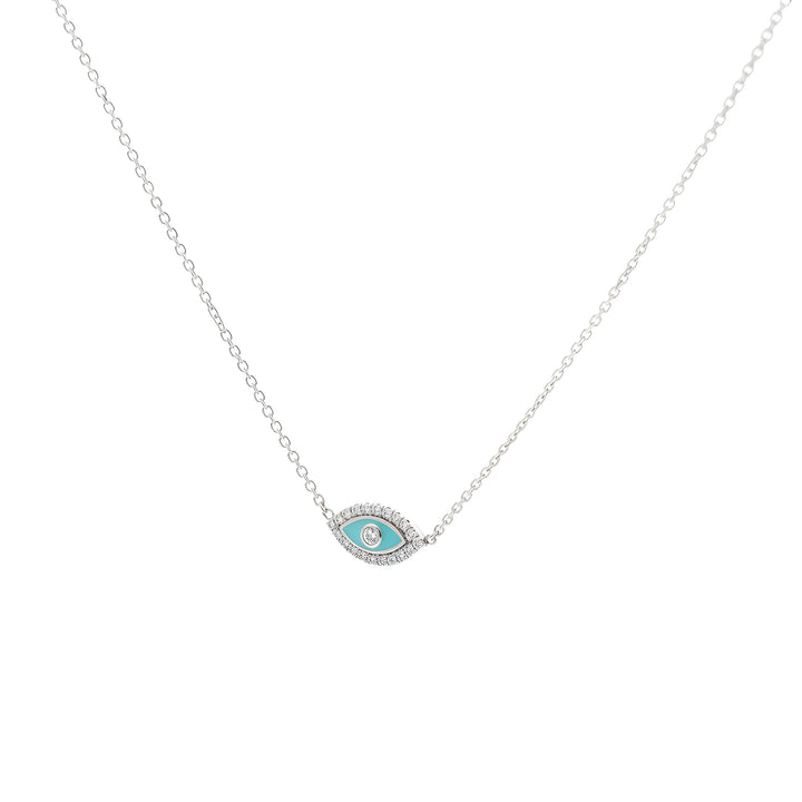 White Gold Evil Eye Necklace with Natural Diamonds