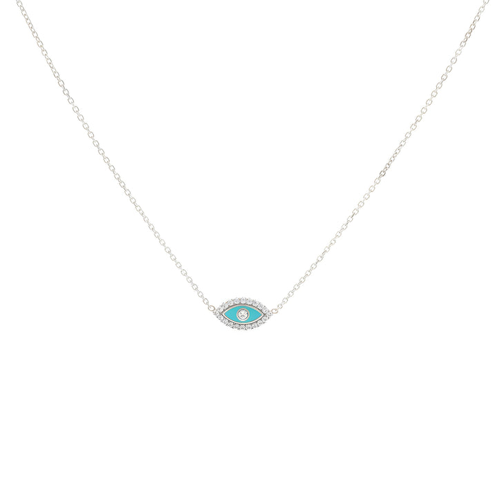 White Gold Evil Eye Necklace with Natural Diamonds