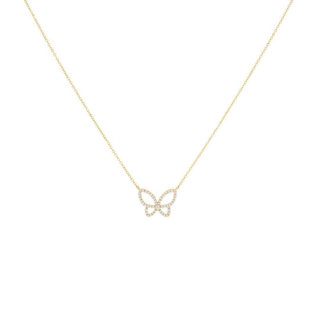 Diamond and Pearl Butterfly Necklace