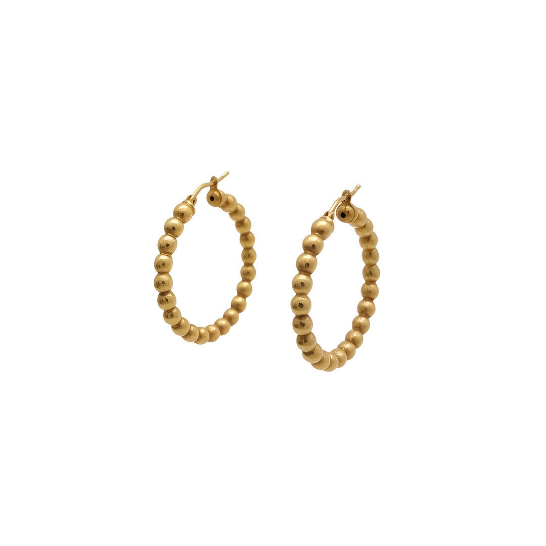 Yellow Gold Bead Hoop Earrings
