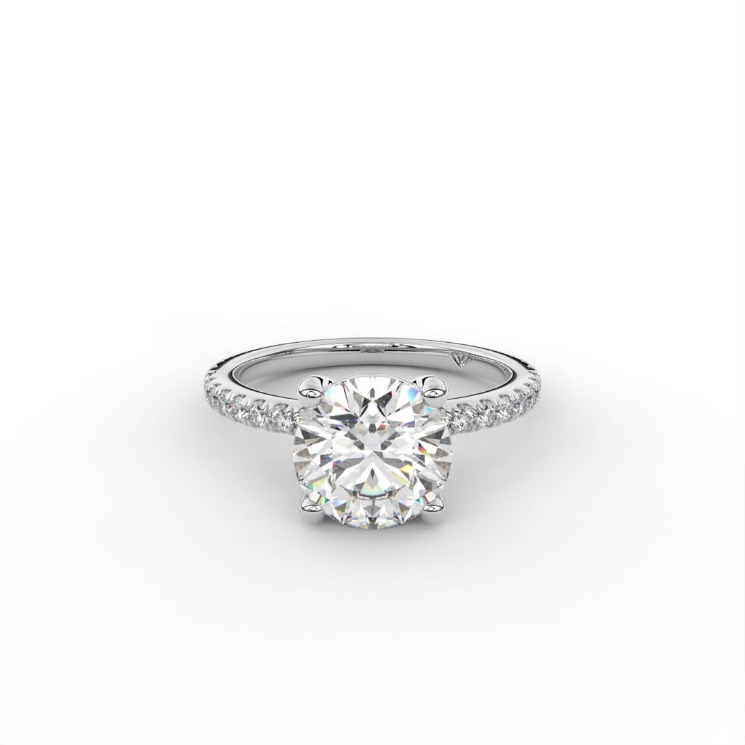 Victoria - 18K White Gold Classic Pave Solitaire Engagement Ring