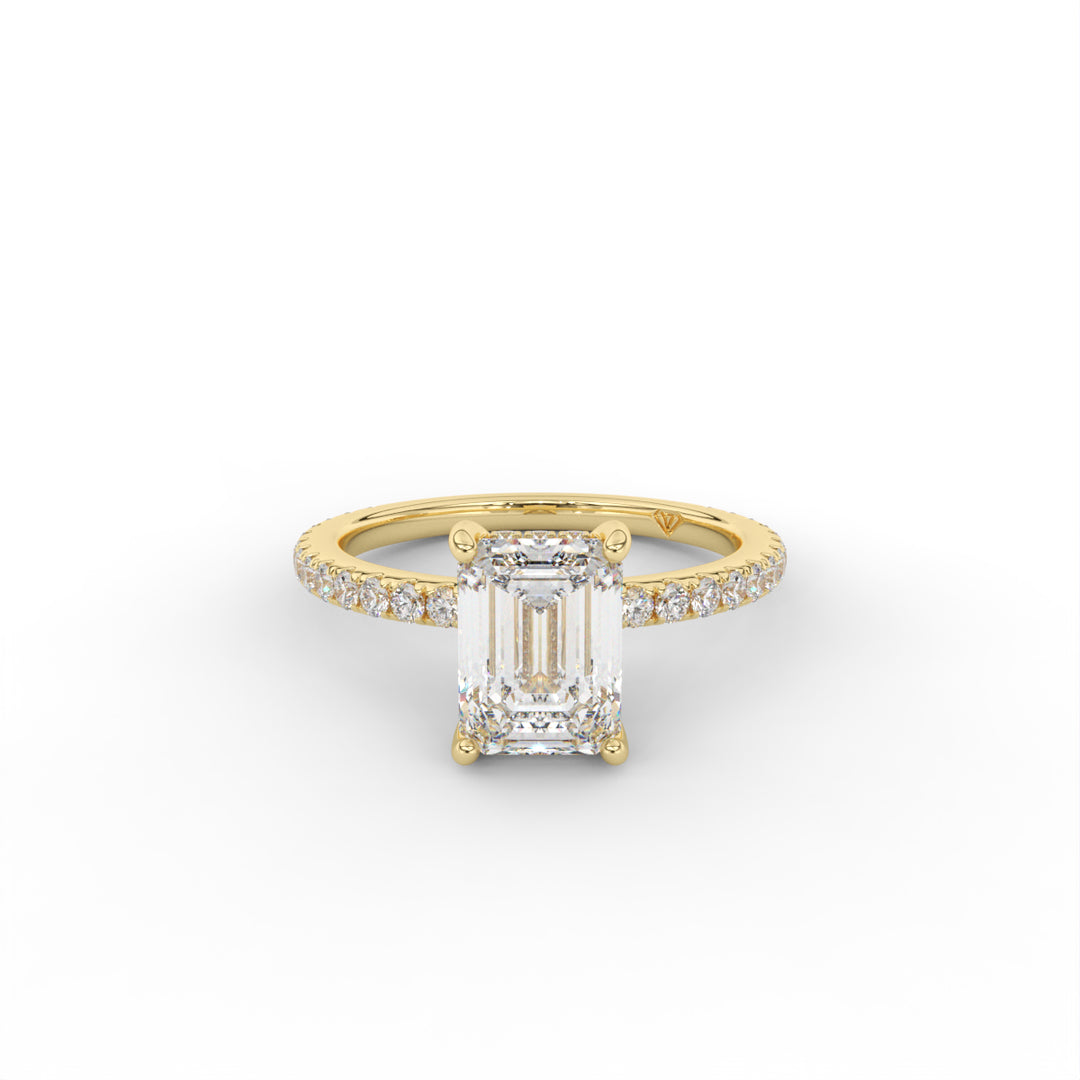 Elizabeth - 14K Yellow Gold Classic Pave Solitaire Hidden Halo Engagement Ring