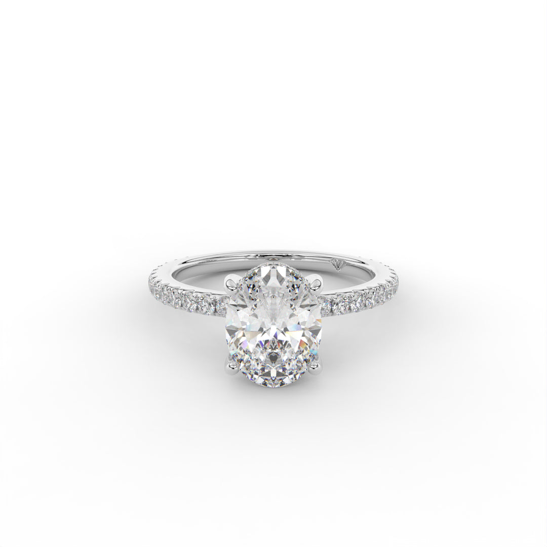 Elizabeth - 14K White Gold Classic Pave Solitaire Hidden Halo Engagement Ring