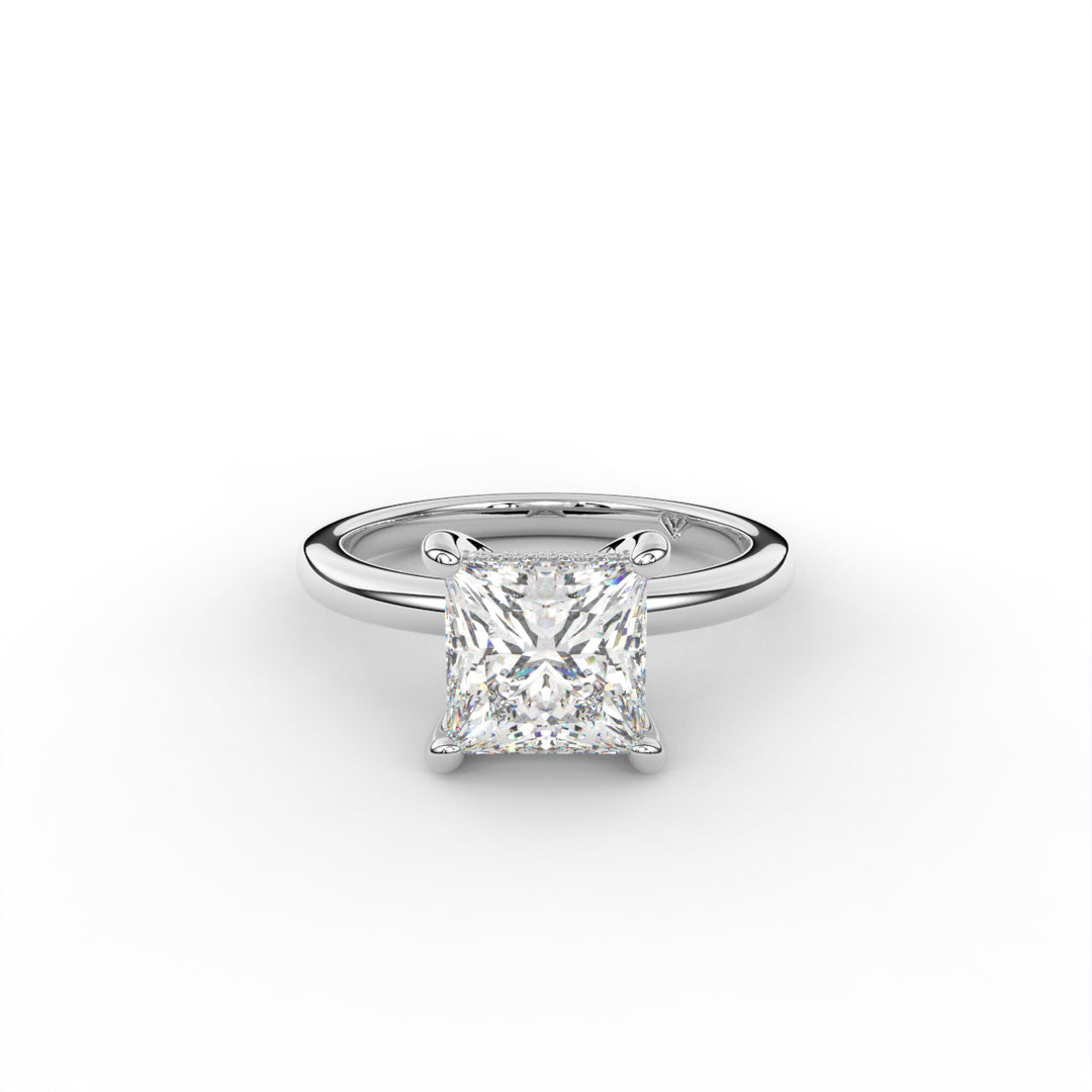 Laura - 14k White Gold Classic Solitaire Hidden Halo Engagement Ring