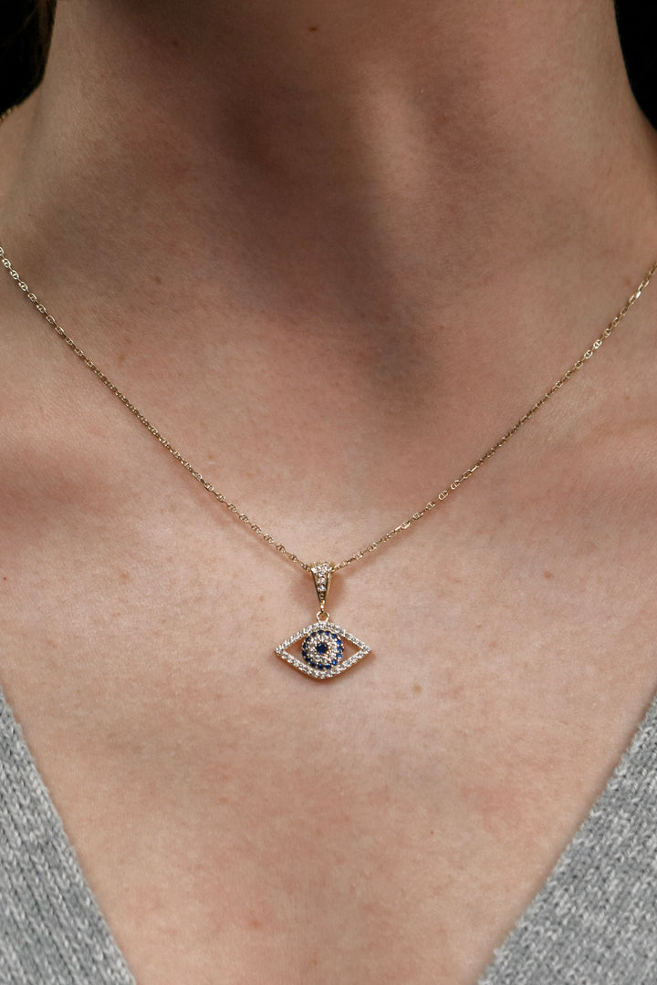 Evil Eye Necklace With Cubic Zirconia Crystals