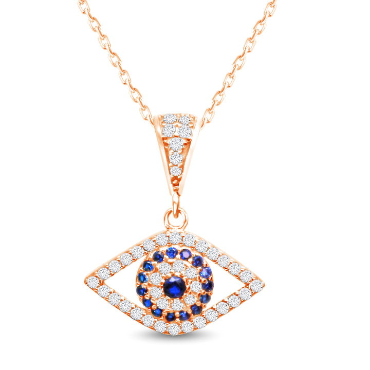 Evil Eye Necklace With Cubic Zirconia Crystals